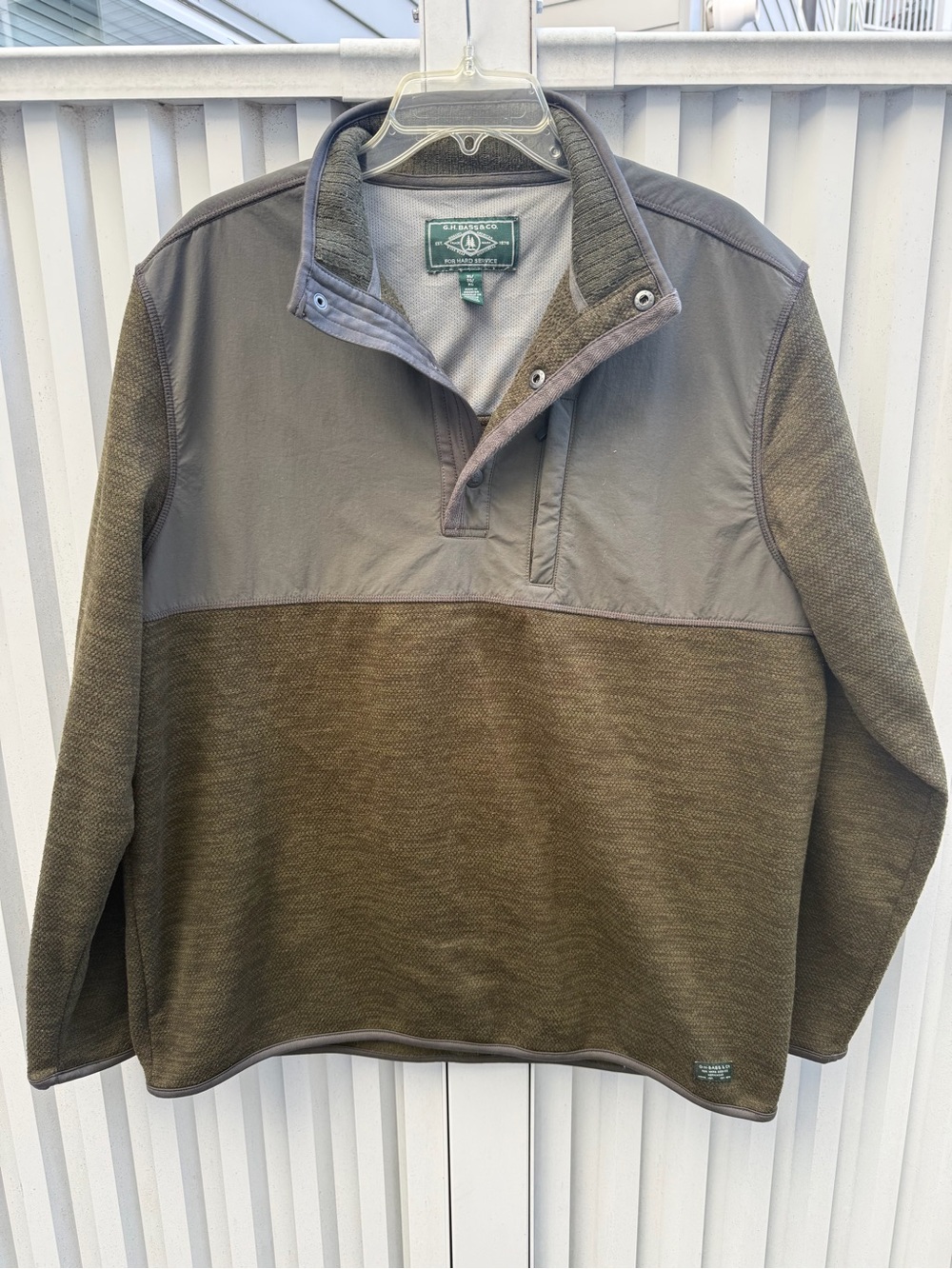 G.H. Bass For Hard Service XL Olive Fleece Quarter Snap Pullover Workwear